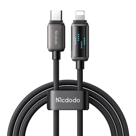 Mcdodo CA-2630 USB-C ja Lightning kaabel, 36 W, LED-ekraan, 1,2 m