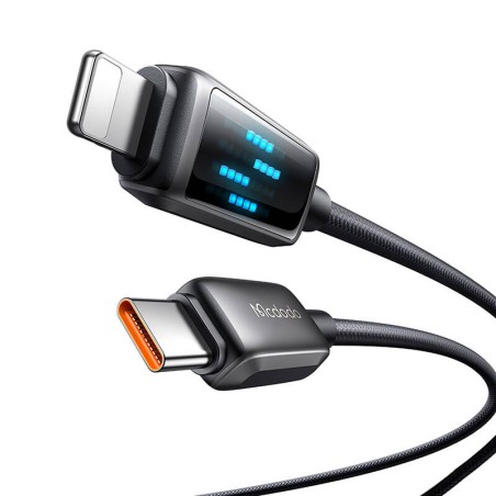 Mcdodo CA-2630 USB-C ja Lightning kaabel, 36 W, LED-ekraan, 1,2 m