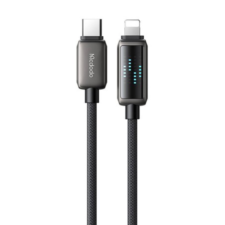 Mcdodo CA-2630 USB-C ja Lightning kaabel, 36 W, LED-ekraan, 1,2 m