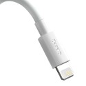 Baseus Simple Wisdom Data Cable Kit USB to Lightning 2,4A (2 tk/komplekt) 1,5 m valge