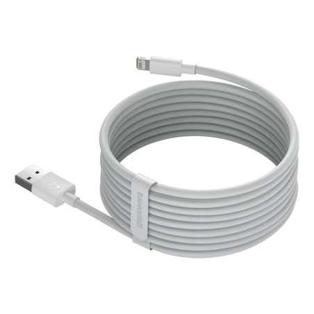 Baseus Simple Wisdom Data Cable Kit USB to Lightning 2,4A (2 tk/komplekt) 1,5 m valge