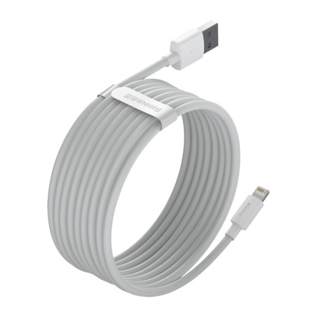 Baseus Simple Wisdom Data Cable Kit USB to Lightning 2,4A (2 tk/komplekt) 1,5 m valge