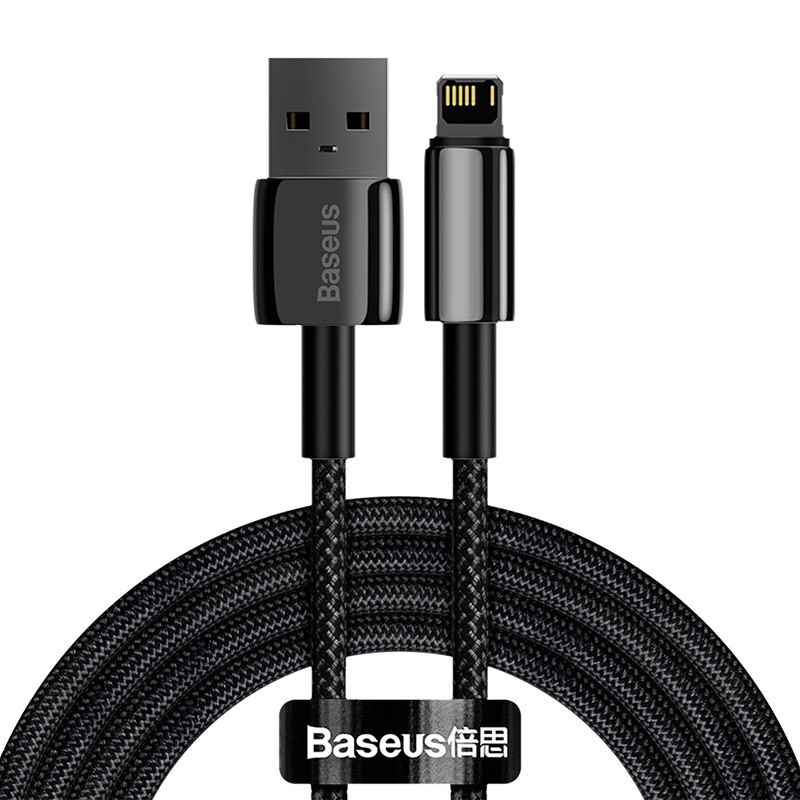 Baseuse volframkuldne USB-kaabel iP-ga 2,4A 2m (must)