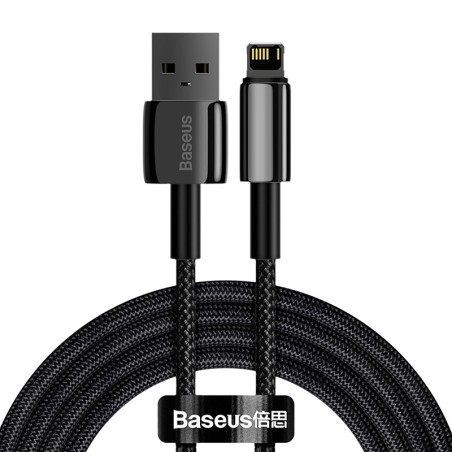 Baseuse volframkuldne USB-kaabel iP-ga 2,4A 2m (must)