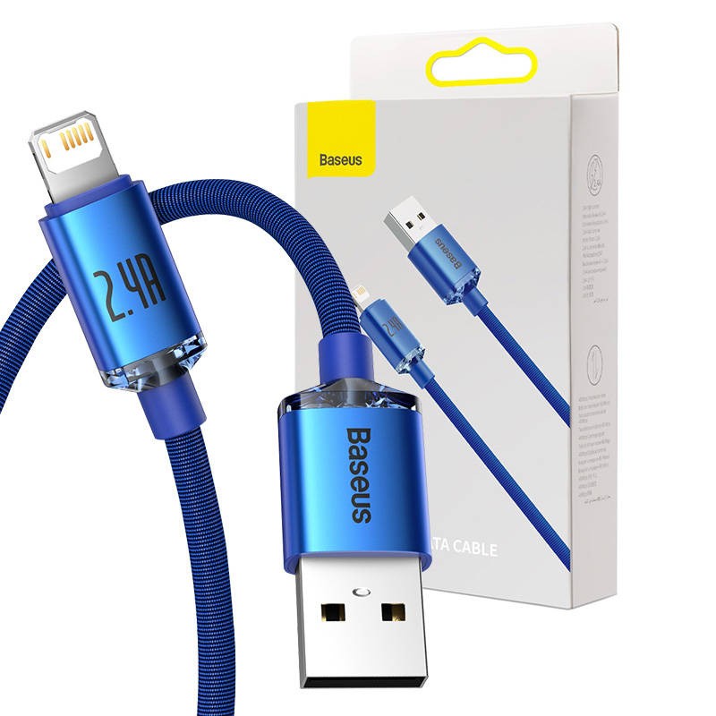 Baseus Crystal Shine'i USB-kaabel Lightningiga, 2,4A, 1,2m (sinine)