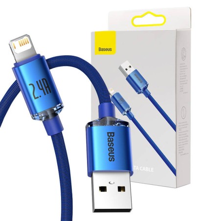 Baseus Crystal Shine'i USB-kaabel Lightningiga, 2,4A, 1,2m (sinine)