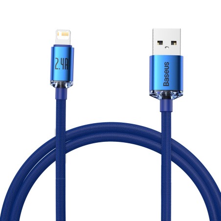 Baseus Crystal Shine'i USB-kaabel Lightningiga, 2,4A, 1,2m (sinine)
