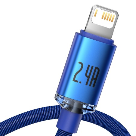 Baseus Crystal Shine'i USB-kaabel Lightningiga, 2,4A, 1,2m (sinine)