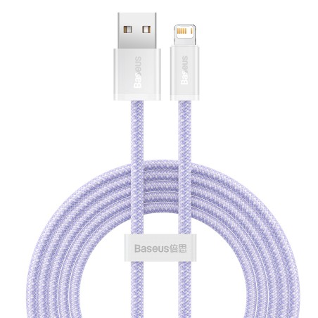 Baseuse dünaamiline USB-kaabel Lightningiga, 2,4A, 2m (lilla)