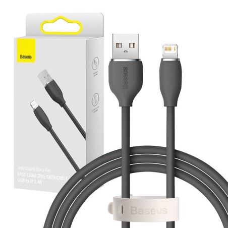 Baseus Jelly USB-kaabel Lightningiga, 2,4A, 1,2m (must)