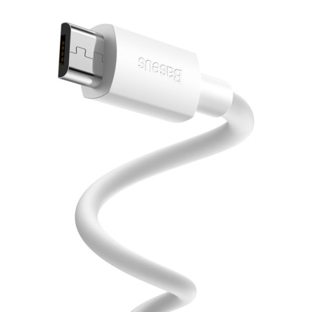 Baseus Simple Wisdom andmekaabli komplekt USB to Micro 2.1A (2 tk/komplekt) 1,5 m valge