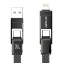 Blitzwolf BW-HDC7 4-in-1 USB+C+Lightning kaabel 240W 1,2m (must)