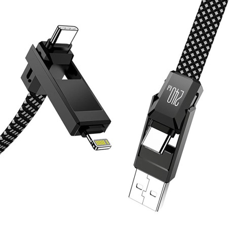 Blitzwolf BW-HDC7 4-in-1 USB+C+Lightning kaabel 240W 1,2m (must)