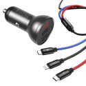 Baseus autolaadija ekraaniga 24W + USB kaabel 3in1 Baseus kolm põhivärvi 1,2m