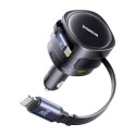 Baseus Enjoyment Max autolaadija USB-C+Lightning kaablite ja USB-A+USB-C portidega 90W must