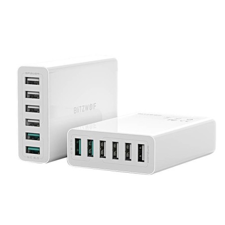 Laadija 6x USB Blitzwolf BW-S15, QC 3.0, 60 W (valge)