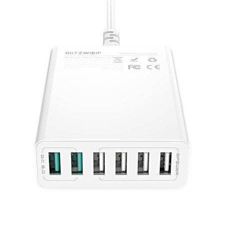 Laadija 6x USB Blitzwolf BW-S15, QC 3.0, 60 W (valge)