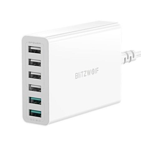 Laadija 6x USB Blitzwolf BW-S15, QC 3.0, 60 W (valge)