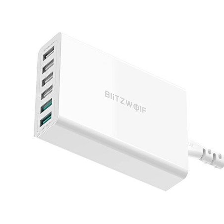 Laadija 6x USB Blitzwolf BW-S15, QC 3.0, 60 W (valge)