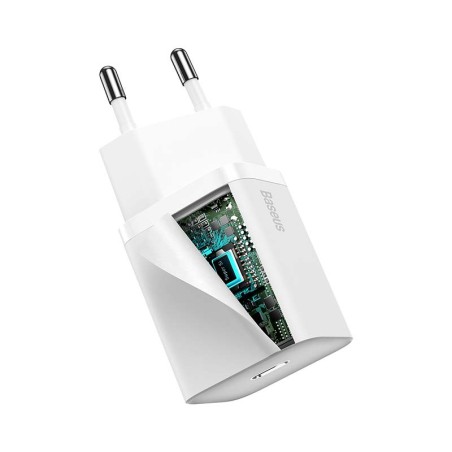 Baseus Super Si kiirlaadija 1C 20W USB-C kaabliga Lightning 1 m jaoks (valge)