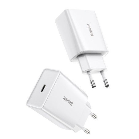 Baseus Speed ​​Mini kiirlaadija, USB-C, PD, 3A, 20 W (valge)