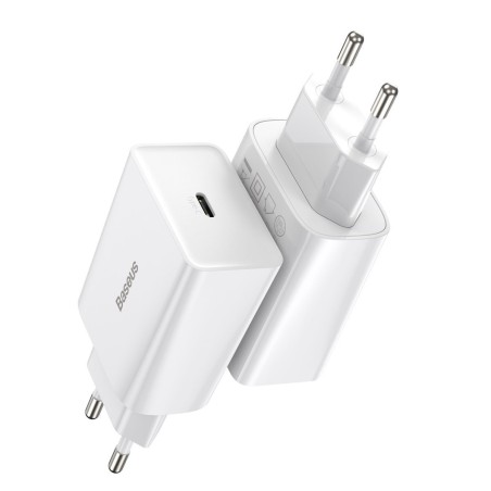 Baseus Speed ​​Mini kiirlaadija, USB-C, PD, 3A, 20 W (valge)