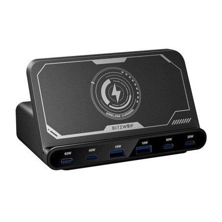Blitzwolf BW-S27 160W, 2xUSB-A, 4xUSB-C, 15W juhtmevaba laadija (must)