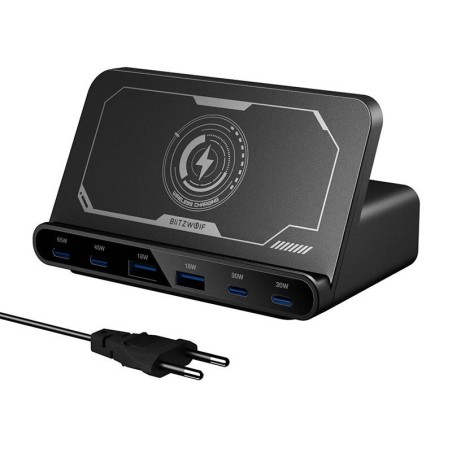 Blitzwolf BW-S27 160W, 2xUSB-A, 4xUSB-C, 15W juhtmevaba laadija (must)