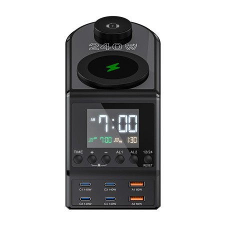 Blitzwolf BW-FW10 äratuskell laadijaga 2xUSB-A, 4xUSB-C, 240W