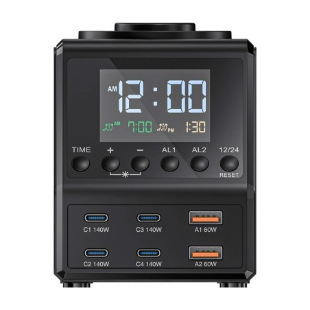 Blitzwolf BW-FW10 äratuskell laadijaga 2xUSB-A, 4xUSB-C, 240W