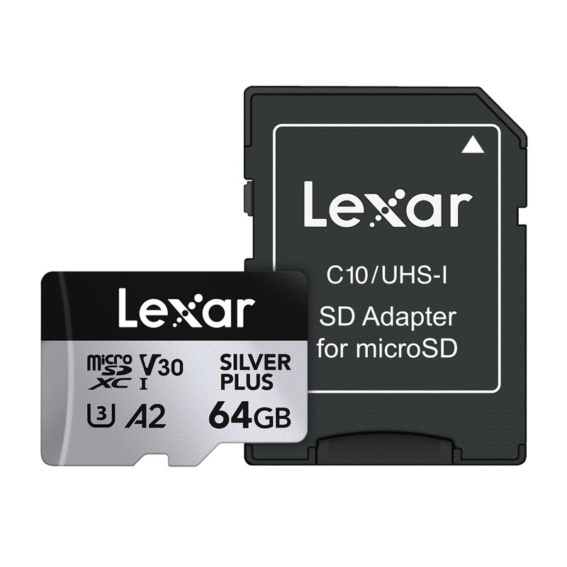 Lexar High-Performance Silver Plus microSDXC 64GB mälukaart + adapter