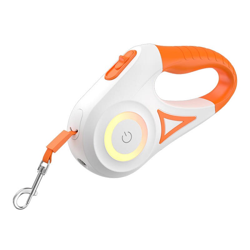 Rojeco Dog automaatne jalutusrihm LED 5 m (valge ja oranž)