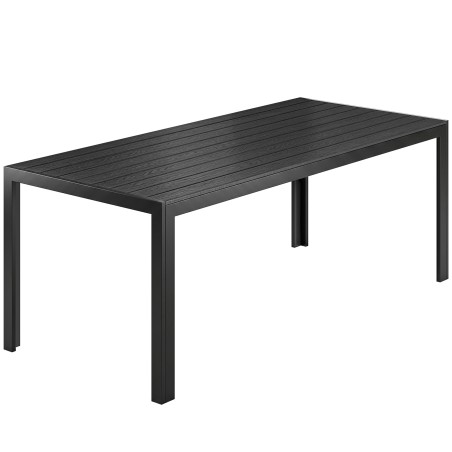 Must ilmastikukindel plastist aialaud puidumustriga, 190 × 84,5 × 72 cm