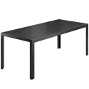 Must ilmastikukindel plastist aialaud puidumustriga, 190 × 84,5 × 72 cm