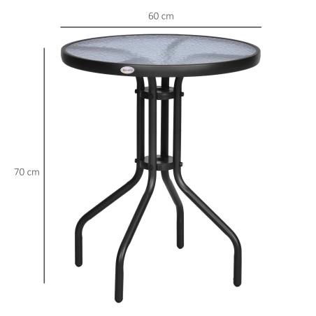 Metallist aiaklaaslaud turvaklaasist lauaplaadiga, Ø60 × 70 cm