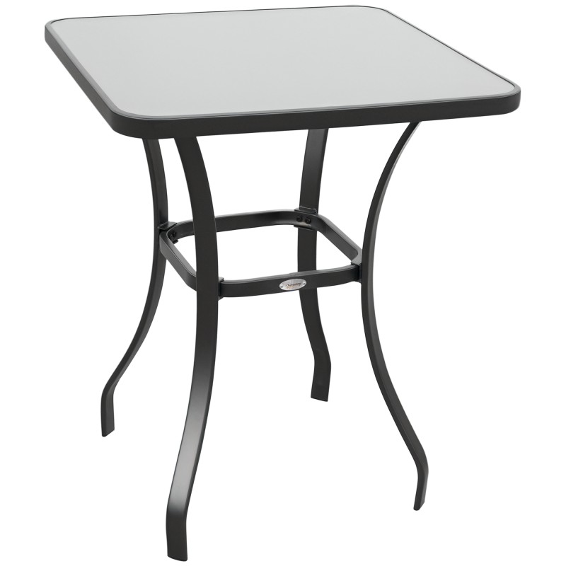 Aia bistroolaud karastatud klaasi ja metallraamiga, 68,5 × 68,5 × 84 cm, must
