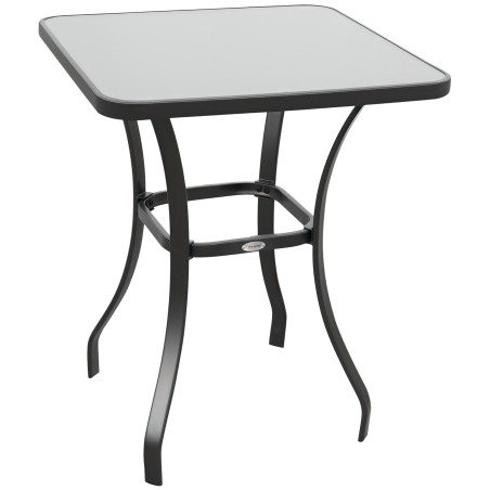 Aia bistroolaud karastatud klaasi ja metallraamiga, 68,5 × 68,5 × 84 cm, must