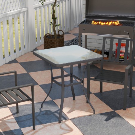 Aia bistroolaud karastatud klaasi ja metallraamiga, 68,5 × 68,5 × 84 cm, must