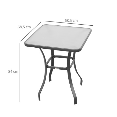 Aia bistroolaud karastatud klaasi ja metallraamiga, 68,5 × 68,5 × 84 cm, must