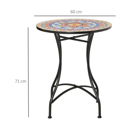 Ümmargune metallist aialaud Ø60 cm, ilmastikukindel, punane-sinine-valge