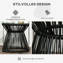 Boho-stiilis ilmastikukindel PE-rotangist aialaud, 40 × 40 × 42 cm, must