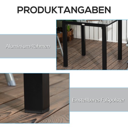 Ilmastikukindel must aialaud, 80 × 80 × 74 cm