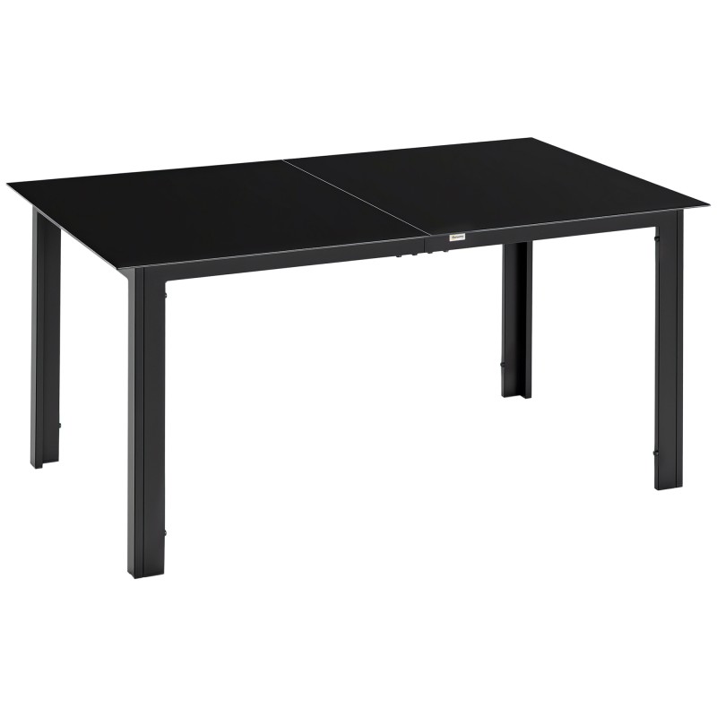 Ilmastikukindel must 6 inimese terrassilaud karastatud klaasist, 150 × 90 × 74 cm