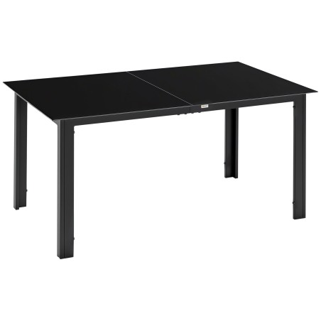 Ilmastikukindel must 6 inimese terrassilaud karastatud klaasist, 150 × 90 × 74 cm