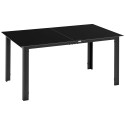 Ilmastikukindel must 6 inimese terrassilaud karastatud klaasist, 150 × 90 × 74 cm