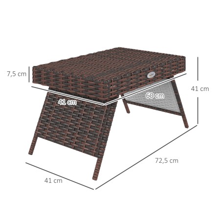 PE-rotangist aialaud, 60 × 41 × 41 cm, pruun