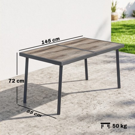 Ilmastikukindel välilaud 6 inimesele, 145 × 85 × 72 cm, hall