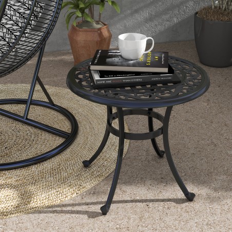 Aia- ja rõdulaud vintage-disainiga, 60 × 60 × 53 cm, must