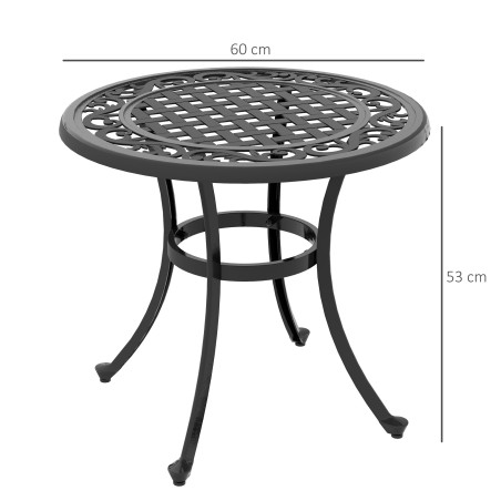 Aia- ja rõdulaud vintage-disainiga, 60 × 60 × 53 cm, must