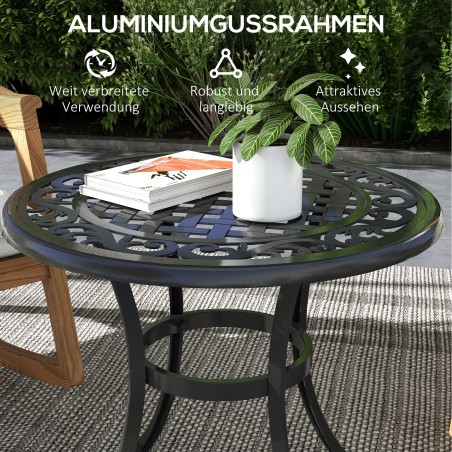 Aia- ja rõdulaud vintage-disainiga, 60 × 60 × 53 cm, must